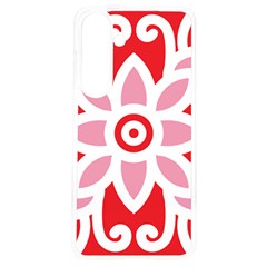 A Red And White Pattern With A Flower On It Samsung Galaxy S24 6 2 Inch Tpu Uv Case