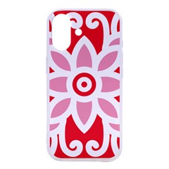 A Red And White Pattern With A Flower On It Iphone 16 Tpu Uv Print Case by catchydesignhill