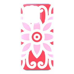 A Red And White Pattern With A Flower On It Iphone 16 Pro Black Uv Print Pc Hardshell Case