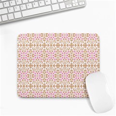 A Pink And White Flower Pattern On A Brown Background Small Mousepad