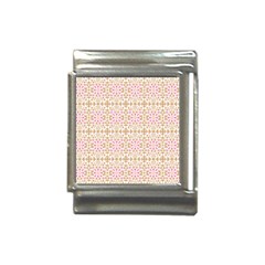 A Pink And White Flower Pattern On A Brown Background Italian Charm (13mm)