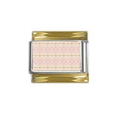 A Pink And White Flower Pattern On A Brown Background Gold Trim Italian Charm (9mm)