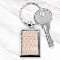 A Pink And White Flower Pattern On A Brown Background Key Chain (rectangle)