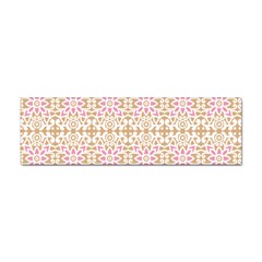 A Pink And White Flower Pattern On A Brown Background Sticker (bumper)