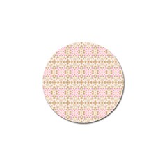 A Pink And White Flower Pattern On A Brown Background Golf Ball Marker