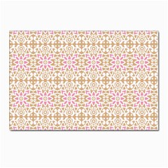 A Pink And White Flower Pattern On A Brown Background Postcard 4 x 6  (pkg Of 10)