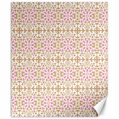 A Pink And White Flower Pattern On A Brown Background Canvas 8  X 10  by catchydesignhill