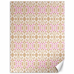 A Pink And White Flower Pattern On A Brown Background Canvas 36  X 48 