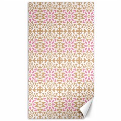 A Pink And White Flower Pattern On A Brown Background Canvas 40  X 72 