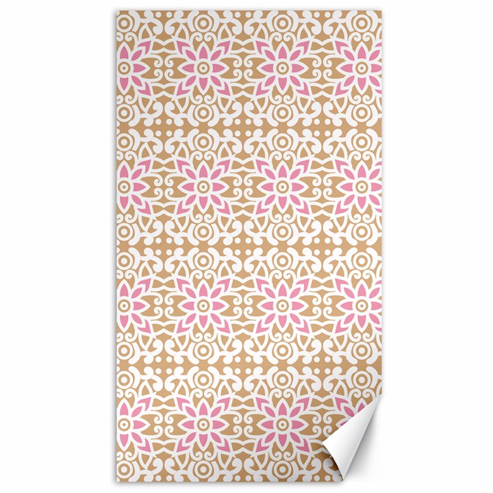 A Pink And White Flower Pattern On A Brown Background Canvas 40  x 72 