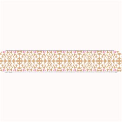 A Pink And White Flower Pattern On A Brown Background Small Bar Mat