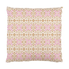 A Pink And White Flower Pattern On A Brown Background Standard Cushion Case (two Sides)