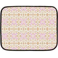 A Pink And White Flower Pattern On A Brown Background Two Sides Fleece Blanket (mini)