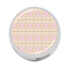 A Pink And White Flower Pattern On A Brown Background 4-port Usb Hub (one Side) by catchydesignhill