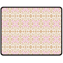 A Pink And White Flower Pattern On A Brown Background Fleece Blanket (medium)