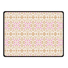 A Pink And White Flower Pattern On A Brown Background Fleece Blanket (small)