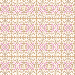 A Pink And White Flower Pattern On A Brown Background Play Mat (rectangle) by catchydesignhill