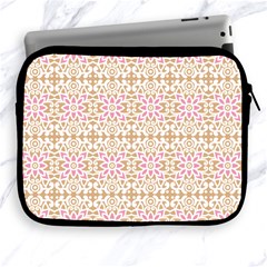 A Pink And White Flower Pattern On A Brown Background Apple Ipad 2/3/4 Zipper Cases