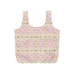 A Pink And White Flower Pattern On A Brown Background Full Print Recycle Bag (s)