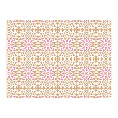 A Pink And White Flower Pattern On A Brown Background Two Sides Premium Plush Fleece Blanket (mini)