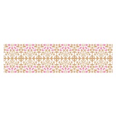 A Pink And White Flower Pattern On A Brown Background Oblong Satin Scarf (16  X 60 )