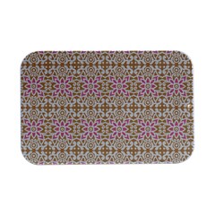 A Pink And White Flower Pattern On A Brown Background Open Lid Metal Box (silver)   by catchydesignhill