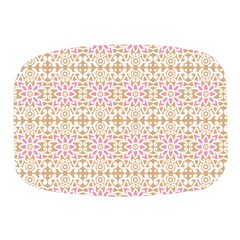 A Pink And White Flower Pattern On A Brown Background Mini Square Pill Box