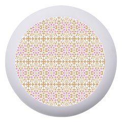 A Pink And White Flower Pattern On A Brown Background Dento Box With Mirror