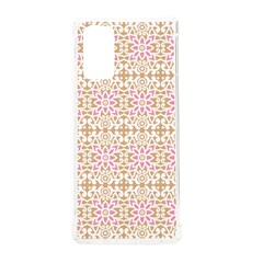 A Pink And White Flower Pattern On A Brown Background Samsung Galaxy Note 20 Tpu Uv Case