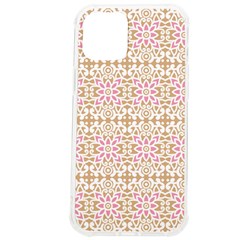 A Pink And White Flower Pattern On A Brown Background Iphone 12 Pro Max Tpu Uv Print Case