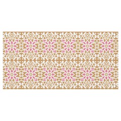 A Pink And White Flower Pattern On A Brown Background Banner And Sign 4  X 2 