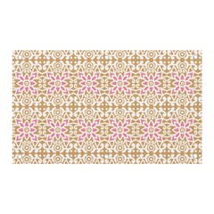 A Pink And White Flower Pattern On A Brown Background Banner And Sign 5  X 3 