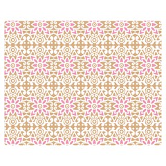 A Pink And White Flower Pattern On A Brown Background Premium Plush Fleece Blanket (medium)