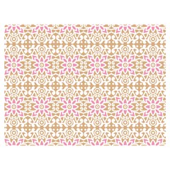 A Pink And White Flower Pattern On A Brown Background Premium Plush Fleece Blanket (extra Small) by catchydesignhill