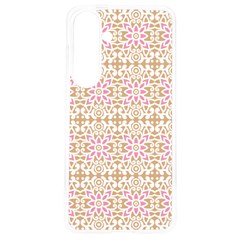 A Pink And White Flower Pattern On A Brown Background Samsung Galaxy S24 6 2 Inch Tpu Uv Case