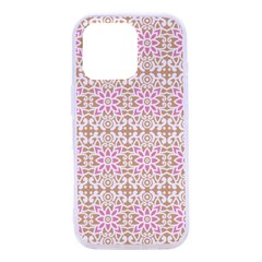 A Pink And White Flower Pattern On A Brown Background Iphone 16 Plus Tpu Uv Print Case