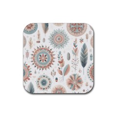 Pastel-boho-pattern Rubber Coaster (square)