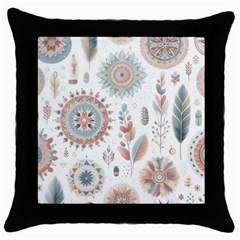 Pastel-boho-pattern Throw Pillow Case (black)