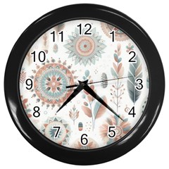 Pastel-boho-pattern Wall Clock (black)