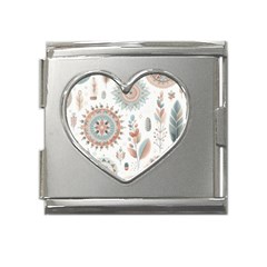 Pastel-boho-pattern Mega Link Heart Italian Charm (18mm)