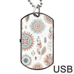 Pastel-boho-pattern Dog Tag Usb Flash (one Side)