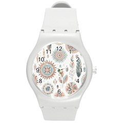 Pastel-boho-pattern Round Plastic Sport Watch (m)