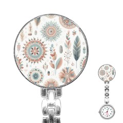 Pastel-boho-pattern Stainless Steel Nurses Watch