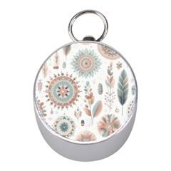 Pastel-boho-pattern Mini Silver Compasses