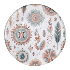 Pastel-boho-pattern Round Glass Fridge Magnet (4 Pack)