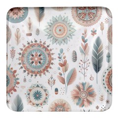 Pastel-boho-pattern Square Glass Fridge Magnet (4 Pack)