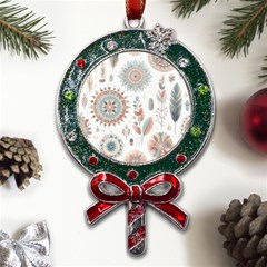 Pastel-boho-pattern Metal X mas Lollipop With Crystal Ornament