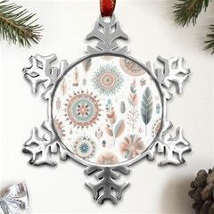 Pastel-boho-pattern Metal Small Snowflake Ornament