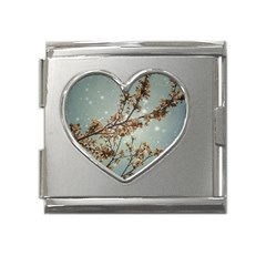 Dreamy Nature Motif Mega Link Heart Italian Charm (18mm)