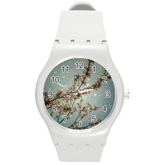 Dreamy Nature Motif Round Plastic Sport Watch (m)